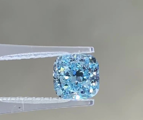 Large Size  CVD Lab Grown Blue Diamonds Fancy Vivid Synthetic 2.25 Ct Cushion Cut VS1