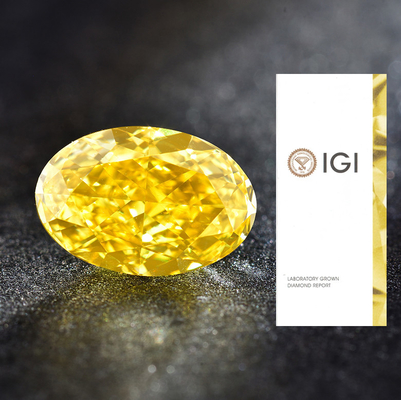 Lab Created Yellow Diamonds 1.00ct Fancy Vivid Yellow VS1 Oval Shape HPHT