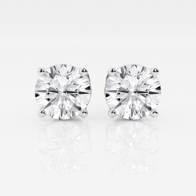 4 Claws Earrings AU750 CVD DEF VS VVS Round Lab Grown Synthetic Diamonds IGI Certified