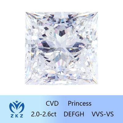 IGI Certified Princess Cut Lab Diamond As Grown CVD Synthetic Diamond 2ct-2.6ct Factory Direct Sale