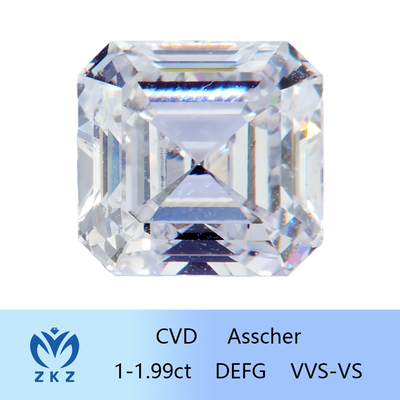 Synthetic Square Shape 1ct Range CVD Asscher Cut Lab Grown Diamond Colorless