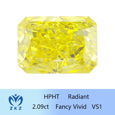 HPHT Fancy Vivid Yellow Diamond Man Made Radiant Cut 2.09ct IGI Certificated