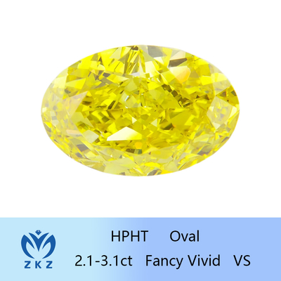VS-VVS Lab Created Yellow Diamond 2 Carat Oval Loose Diamond For Jewelry