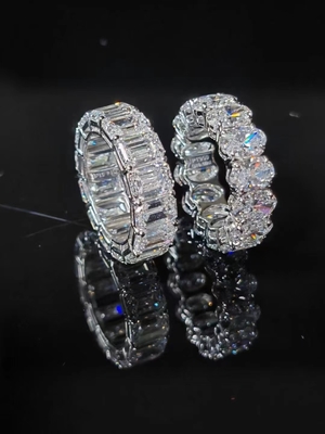 Oval Lab Grown Diamond Rings Emerald Cut Eternal Diamond Ring