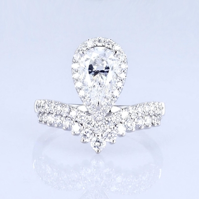18k Pear Shape Full Diamonds Women Ring Lab Grown Diamond Ring Princess Design Luxury Design