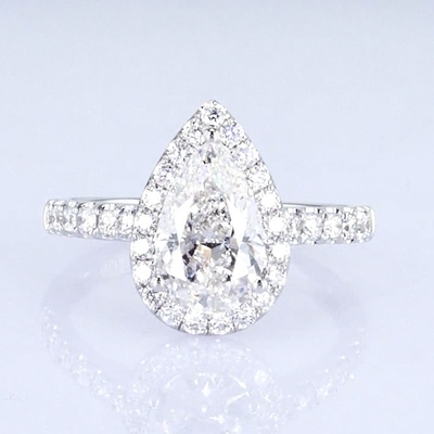 18k Pear Around Full Diamonds Women Ring White Lab Grown Diamond Ring Beautiful Design For Gifts For Party