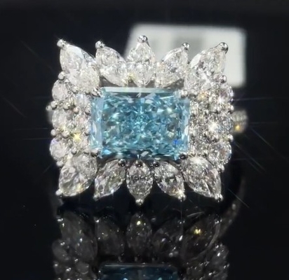 2.20ct Blue Lab Grown Diamond Ring with Surrounding Style Setting for Special Occasions
