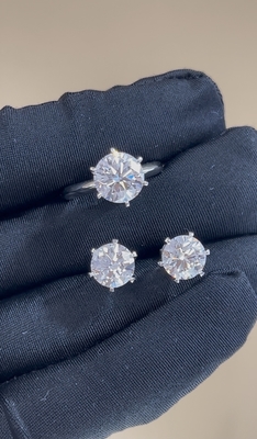 Classic T Six Prongs Lab Grown Diamond Ring Stud Earrings Factory customization Engagement