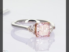 1.76CT CVD Laboratory Created Synthetic Cherry Pink Diamond Cushion Cut Set In 18k White Gold Women