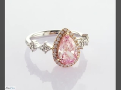 Classic Halo Ring Total 2.31ct Pear Cut Fancy Pink Color Lab Grown Diamond IGI Certified Women Weddi