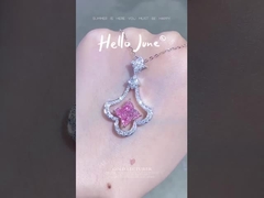 Four-Leaf Clover Lily Cut Lab Created Colored Diamonds Engagement Jewelry Diamond Pendant Necklace