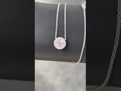 Round Lab Created Diamond Pendant Necklace With Halo Setting Pendant Lab Diamond Jewelry