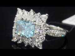 CVD 2.20ct luxury style radiant blue lab grown diamond ring 18k gold